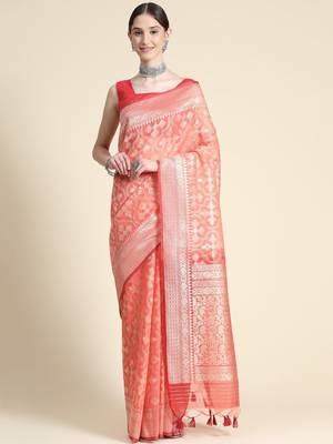 Woven Design Zari Pure Linen Jamdani Saree 2