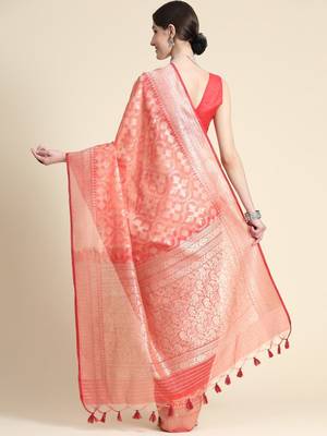 Woven Design Zari Pure Linen Jamdani Saree 4