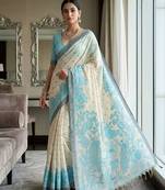 rama color cotton blend designer ethnic partywear saree