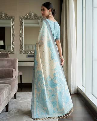 rama color cotton blend designer ethnic partywear saree 2