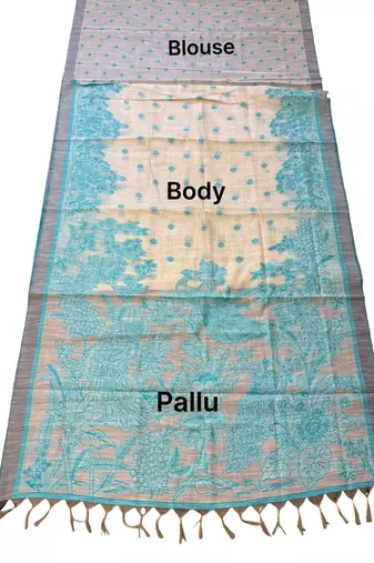 rama color cotton blend designer ethnic partywear saree