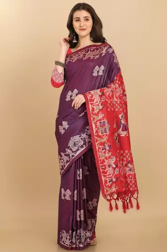 Woven Design Zari Bhagalpuri Saree