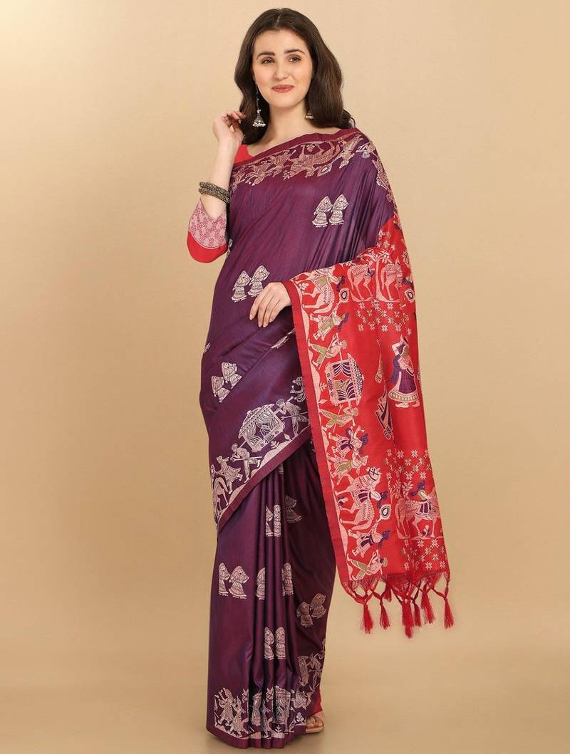 Woven Design Zari Bhagalpuri Saree