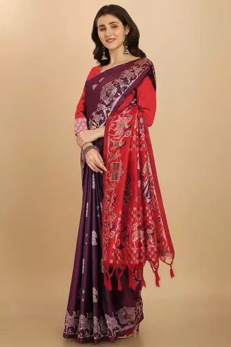 Woven Design Zari Bhagalpuri Saree