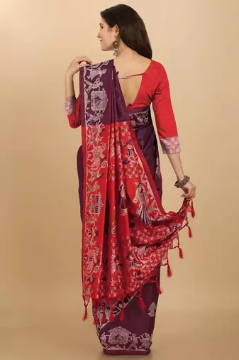 Woven Design Zari Bhagalpuri Saree