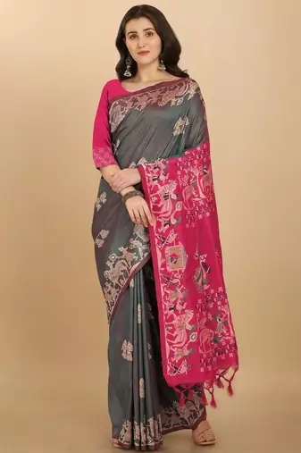 Woven Design Ethnic Motifs Zari Bhagalpuri Saree