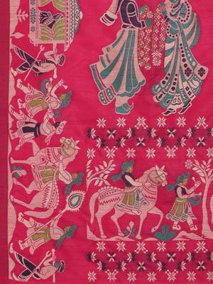 Woven Design Ethnic Motifs Zari Bhagalpuri Saree 4