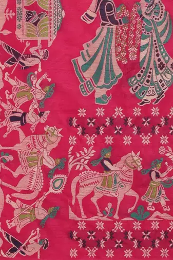Woven Design Ethnic Motifs Zari Bhagalpuri Saree
