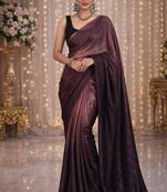 Coffee color chiffon fabric ready to wear partywear saree