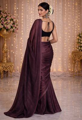 Coffee color chiffon fabric ready to wear partywear saree 2