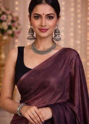 Coffee color chiffon fabric ready to wear partywear saree 3