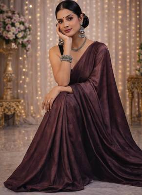 Coffee color chiffon fabric ready to wear partywear saree 4