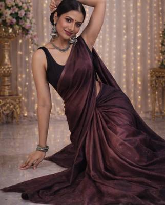 Coffee color chiffon fabric ready to wear partywear saree 5