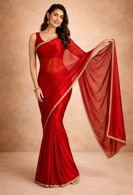 red color tissue ready to wear partywear saree 3