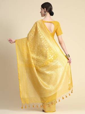 Woven Design Zari Pure Linen Jamdani Saree 4
