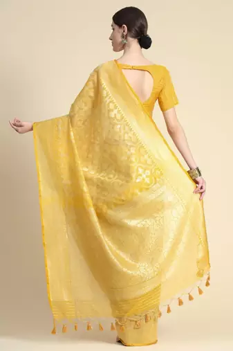 Woven Design Zari Pure Linen Jamdani Saree