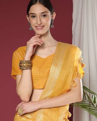 Woven Design Zari Pure Linen Jamdani Saree 5