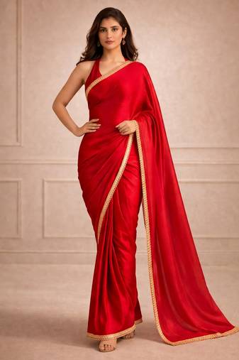 red color fendy ready to wear partywear saree