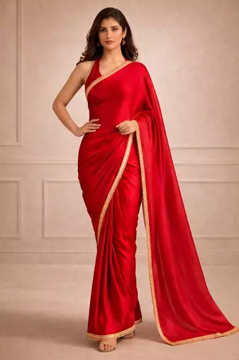 red color fendy ready to wear partywear saree