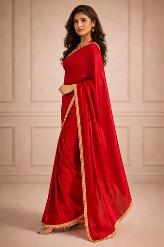 red color fendy ready to wear partywear saree