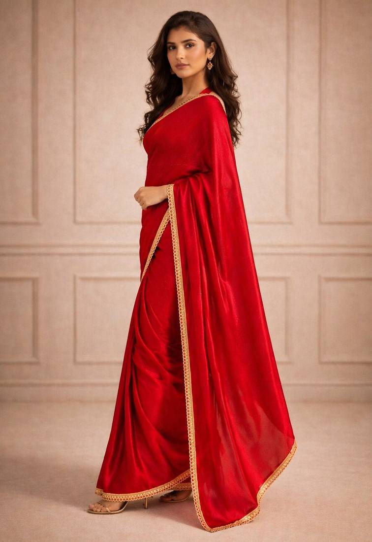 red color fendy ready to wear partywear saree