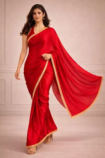 red color fendy ready to wear partywear saree