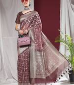 Ethnic Motifs Woven Design Zari Pure Linen Jamdani Saree