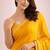 Yellow color satin fabric ready to wear partywear saree