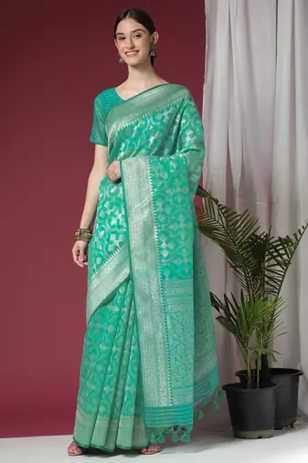 Woven Design Zari Pure Linen Jamdani Saree