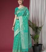 Woven Design Zari Pure Linen Jamdani Saree