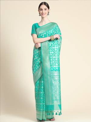 Woven Design Zari Pure Linen Jamdani Saree 2