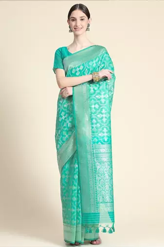 Woven Design Zari Pure Linen Jamdani Saree