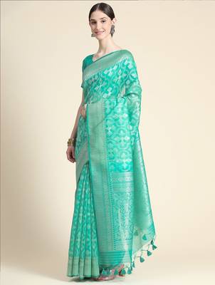 Woven Design Zari Pure Linen Jamdani Saree 3