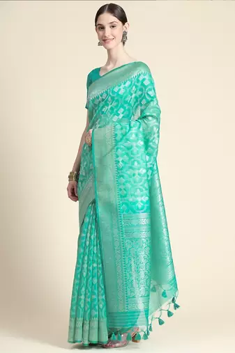 Woven Design Zari Pure Linen Jamdani Saree