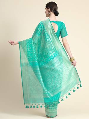 Woven Design Zari Pure Linen Jamdani Saree 4