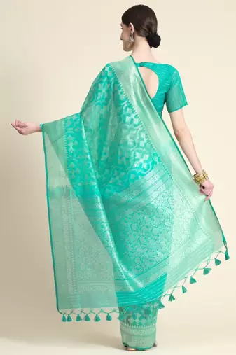 Woven Design Zari Pure Linen Jamdani Saree