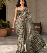 mahendi color cotton blend beautiful saree