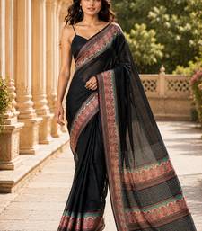 black color cotton blend beautiful saree