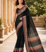 black color cotton blend beautiful saree