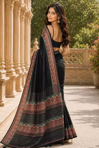 black color cotton blend beautiful saree