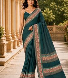 green color cotton blend beautiful saree