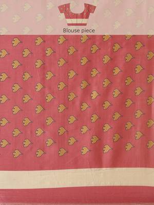 Pink & Green Kalamkari Silk Blend Banarasi Saree 8