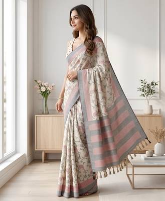 black color cotton silk woven designer saree 2