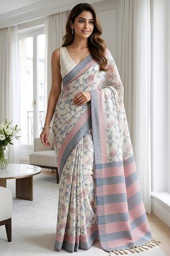 blue color cotton silk woven designer saree