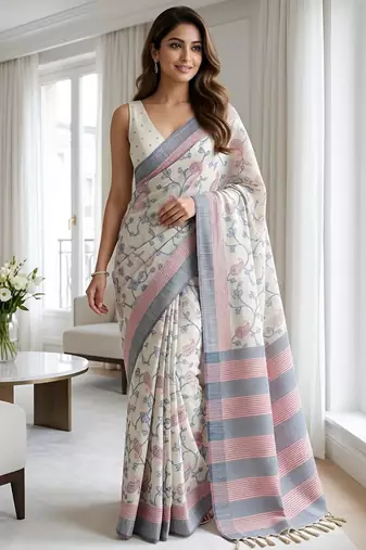 blue color cotton silk woven designer saree