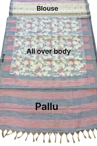 blue color cotton silk woven designer saree