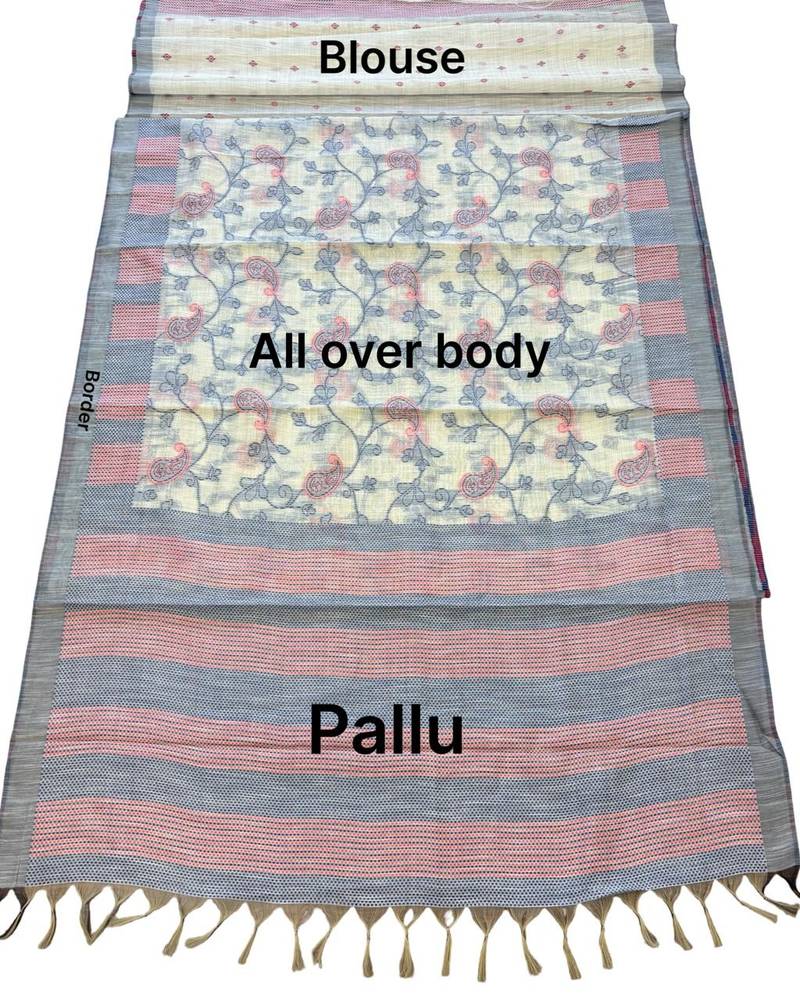 blue color cotton silk woven designer saree
