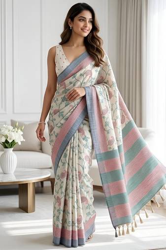 green color cotton silk woven designer saree