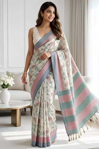 green color cotton silk woven designer saree