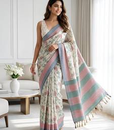 green color cotton silk woven designer saree
